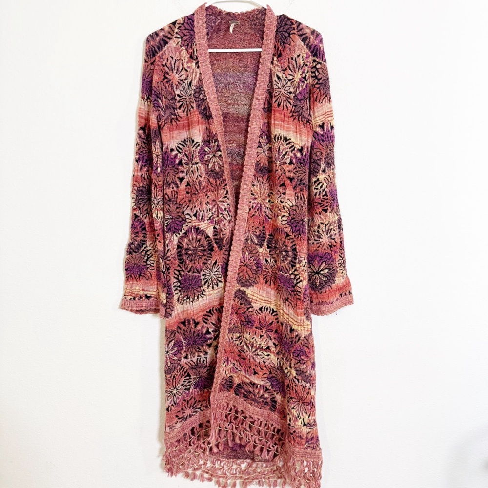 Bohemian sunburst sunset Knit open front kimono Cardigan